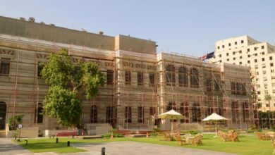 HISTORIC PALACE FAÇADE IN AUC TAHRIR SQUAREUNDERGOES RESTORATION