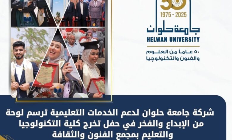 شركة جامعة حلوان لدعم الخدمات التعليمية ترسم لوحة من الإبداع والفخر في حفل تخرج كلية التكنولوجيا والتعليم بمجمع الفنون والثقافة  