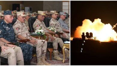 الفريق / أشرف سالم زاهر القائد العام للقوات المسلحة وزير الدفاع والإنتاج الحربى يشهد المرحلة النهائية من الرماية الصاروخية الليلية لقوات الدفاع الجوى