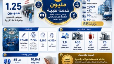 3 ملايين خدمة طبية و97.4 ألف عملية جراحية و1.25 مليون متردد على العيادات والطوارئ بمستشفى المنيا