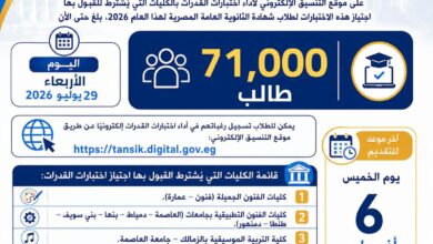 التعليم العالي: 71 ألف طالب يسجلون لأداء اختبارات القدرات